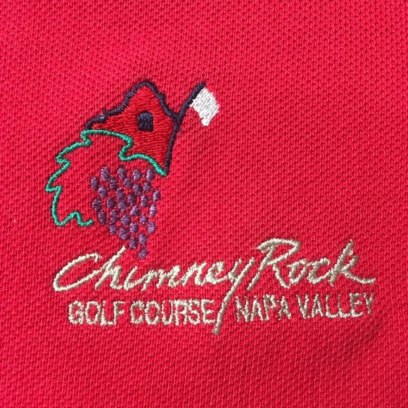#GG Cross Creek Chimney Rock Golf Course/Napa Valley Polo Shirt Mens Large Red - Picture 5 of 7